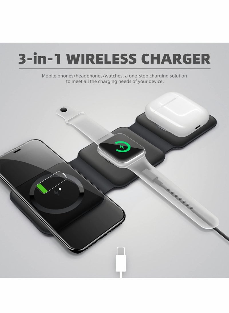 Captaintech Wireless Charging, 3 in 1 Wireless Charger,Wireless Magnetic Fast Charging Foldable Dock station Charger for iPhone 13/12/11/8/Pro/Max,for iWatch,forAirPods 3/2/Pro and for Samsung KSA | Riyadh, Jedda - Image 3