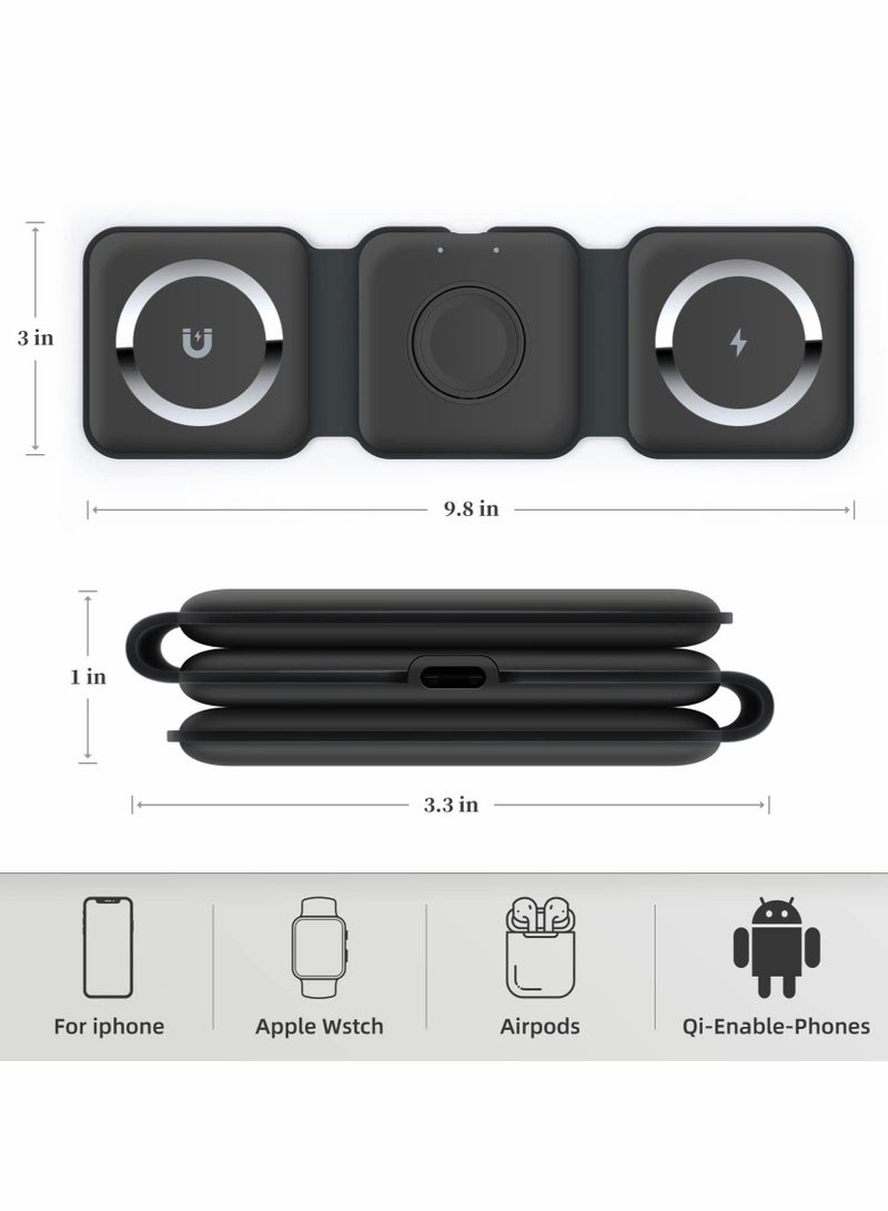 Captaintech Wireless Charging, 3 in 1 Wireless Charger,Wireless Magnetic Fast Charging Foldable Dock station Charger for iPhone 13/12/11/8/Pro/Max,for iWatch,forAirPods 3/2/Pro and for Samsung KSA | Riyadh, Jedda - Image 2