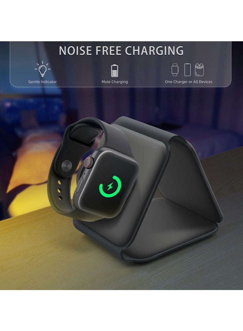 Captaintech Wireless Charging, 3 in 1 Wireless Charger,Wireless Magnetic Fast Charging Foldable Dock station Charger for iPhone 13/12/11/8/Pro/Max,for iWatch,forAirPods 3/2/Pro and for Samsung KSA | Riyadh, Jedda - Image 4