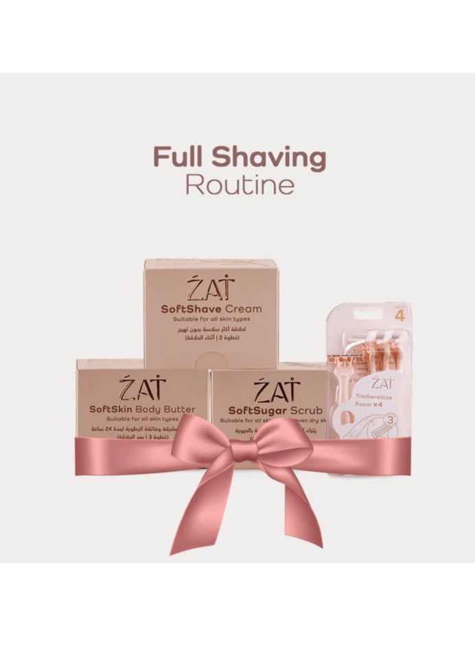 ZAT Shaving routine (  SoftSugar Cream 150 + Shaving Cream 150ML + Body butter 150 ML + Trio Razor )