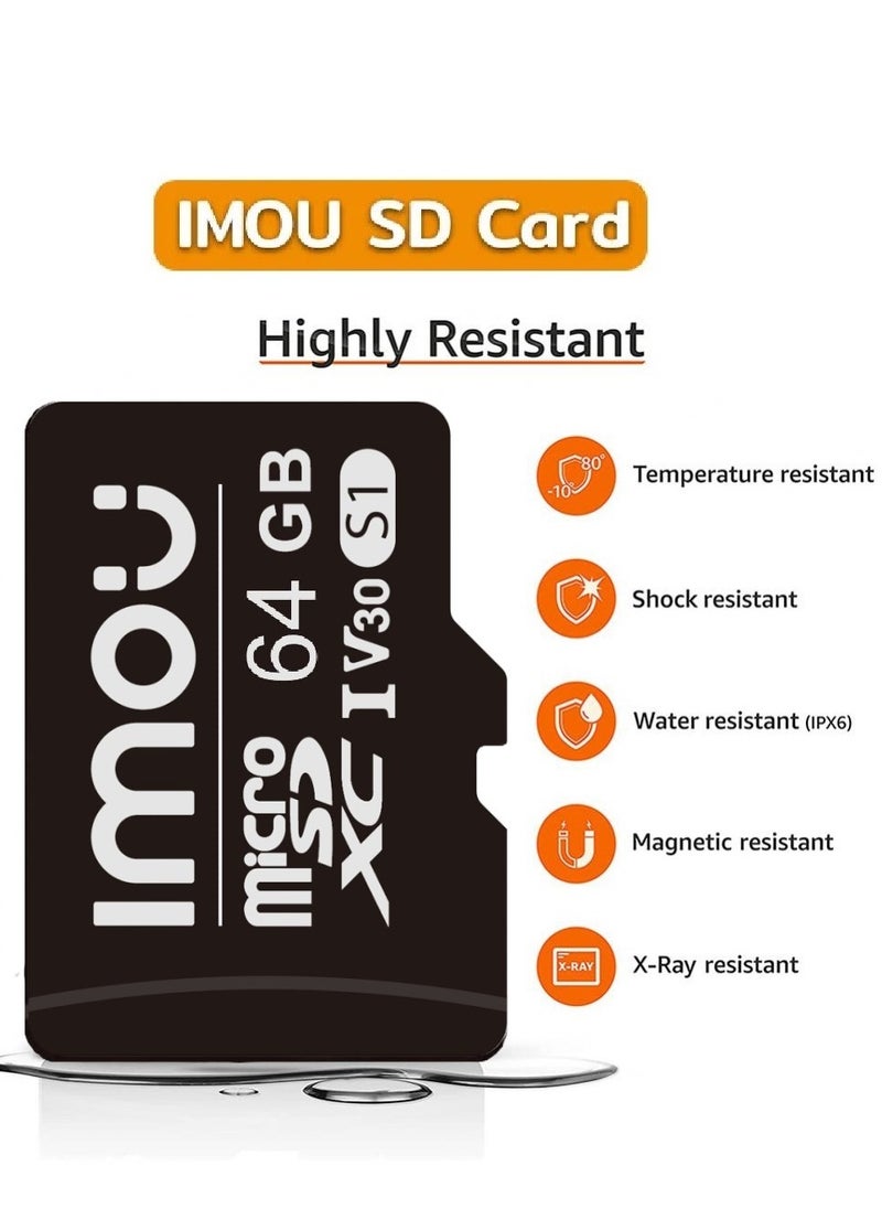 IMOU - 64GB Ultra Fast Speed Micro SDXC Memory Card Class 10 (U3/ V30/3D) TLC Nand Flash Card with Read Speed is 95MB/s and Write Speed is 38MB/s - Image 1