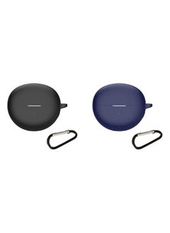 FARROBIZZ 2PCS Silicone Case for HUAWEI FreeClip Wireless Earbuds Protective Case with Hook Carabiner (Black&Blue)  - Image 1