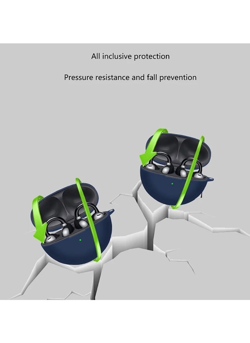 FARROBIZZ 2PCS Silicone Case for HUAWEI FreeClip Wireless Earbuds Protective Case with Hook Carabiner (Black&Blue)  - Image 3