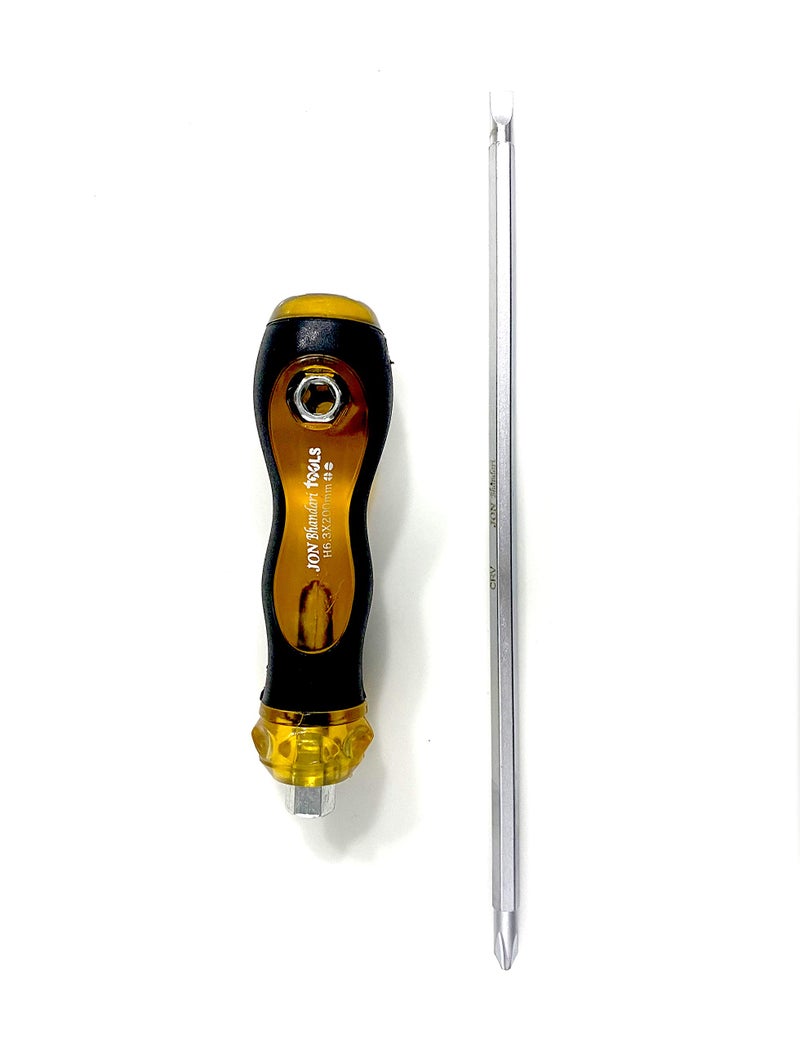 Jon Bhandari Tools 3-Way Interchangeable Screwdriver | Slotted & Phillips Head (6.3 x 200mm) | Heavy Duty Hand Tool for Home, Garage & Electrical Use - Image 2