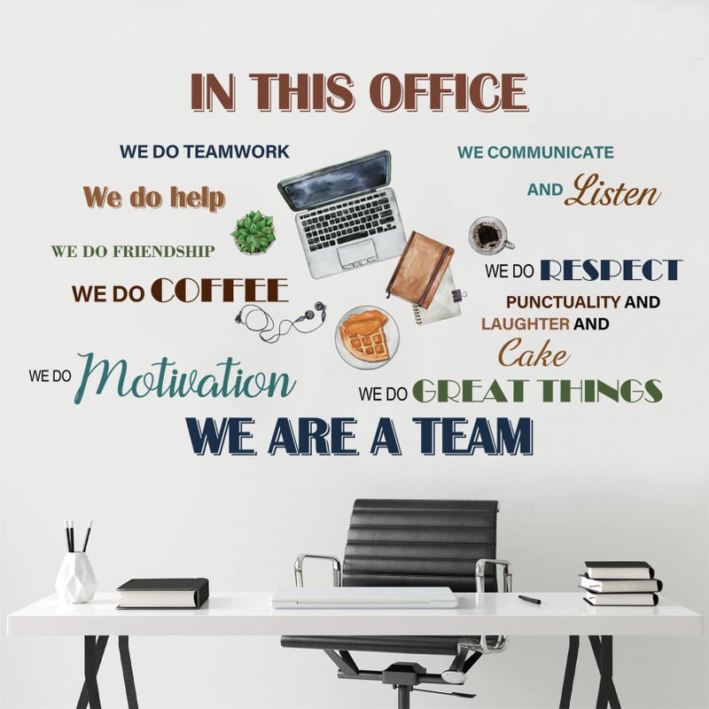 Mfault Office Inspirational Quotes Positive Sayings Peel Stick Wall Decals Stickers Colorful Motivational Lettering Teamwork Decorations Company Art Neutral We are A Team Coffee Home Decor Gift