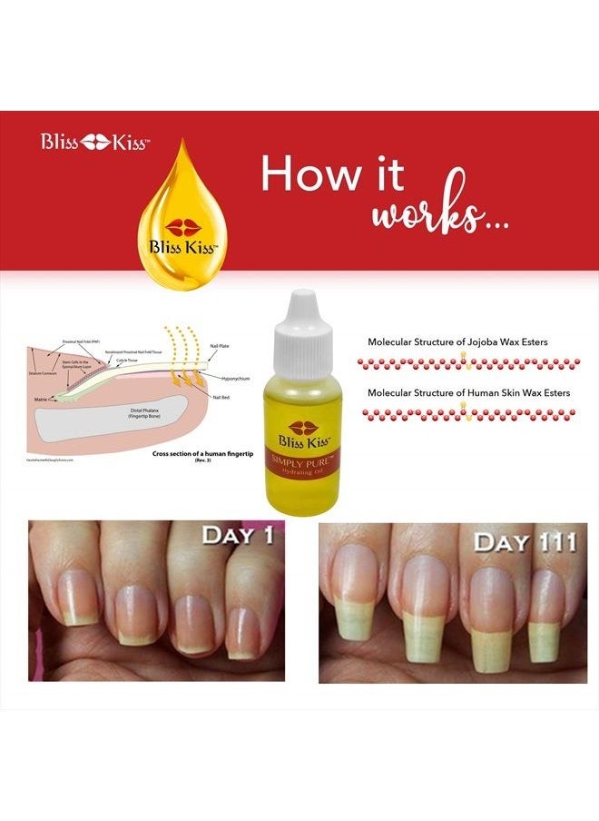 Bliss Kiss - Fragrance Free | Nail Oil Cuticle Dropper w/Vitamin E & Jojoba⏤Nail Strengthener Nail Growth Treatment for Brittle Peeling Breaking Thin Nails | 0.5oz | - Image 1