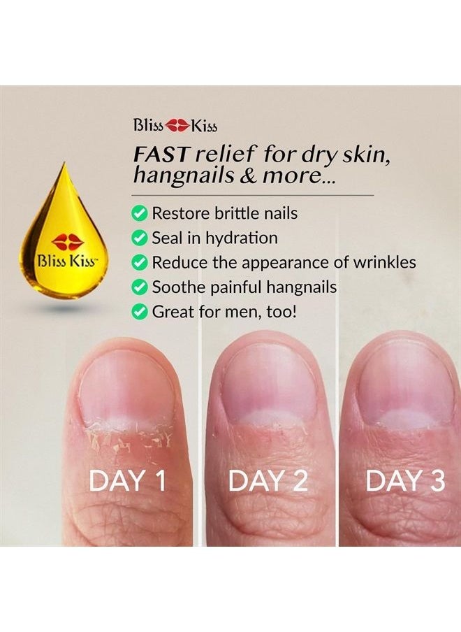 Bliss Kiss - Fragrance Free | Nail Oil Cuticle Dropper w/Vitamin E & Jojoba⏤Nail Strengthener Nail Growth Treatment for Brittle Peeling Breaking Thin Nails | 0.5oz | - Image 1