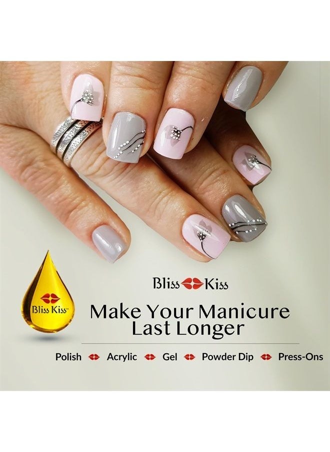 Bliss Kiss - Fragrance Free | Nail Oil Cuticle Dropper w/Vitamin E & Jojoba⏤Nail Strengthener Nail Growth Treatment for Brittle Peeling Breaking Thin Nails | 0.5oz | - Image 1