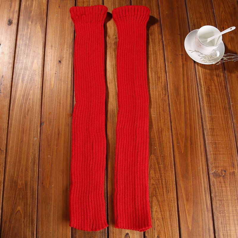 Thick Knitted Knee-High Leg Warmers Autumn Winter Red 