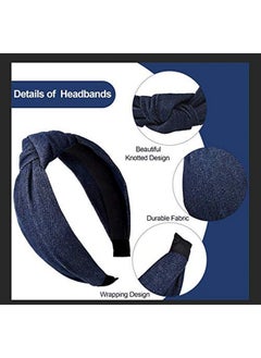 Giegxin 3 Pieces Jean Denim Headband Knot Headband For Women Hair Band Elastic Knotted Blue Headbands Hair Accessories Headwear For Women And Girls 3 Colors  - Image 4