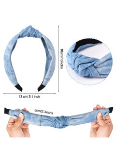 Giegxin 3 Pieces Jean Denim Headband Knot Headband For Women Hair Band Elastic Knotted Blue Headbands Hair Accessories Headwear For Women And Girls 3 Colors  - Image 3