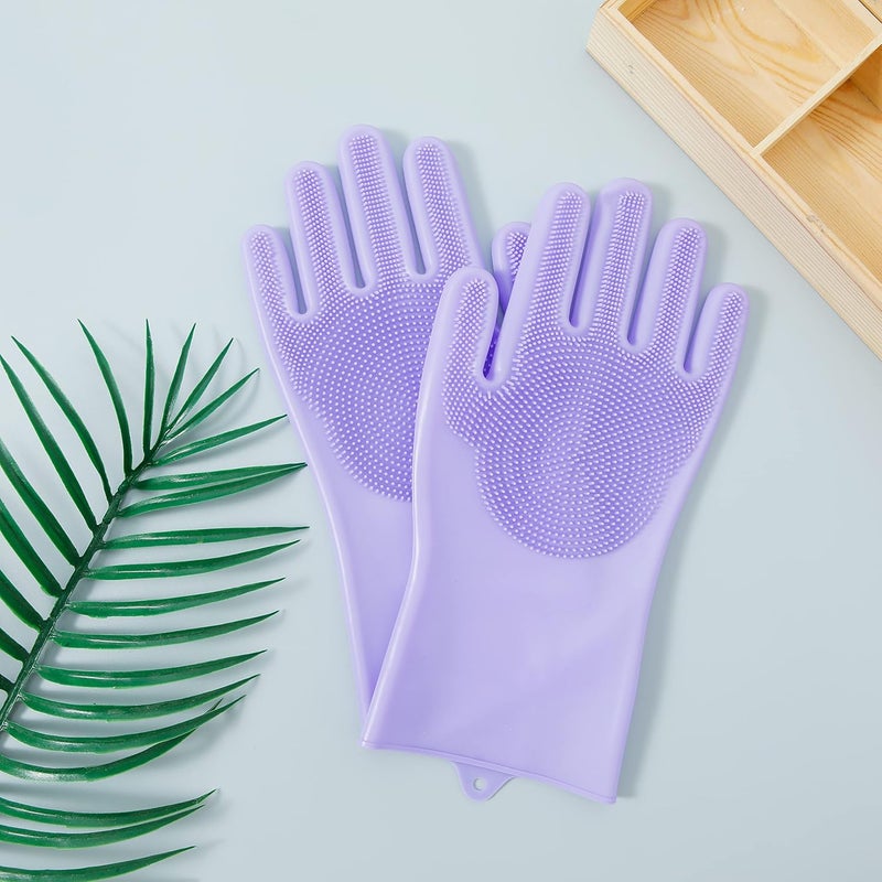Kuber Industries Kuber Industries Multi-Purpose Silicon Gloves For Kitchen Cleaning, Pet Grooming & Gardening|Reusable Gardening Gloves|Heat Resistant For Better Protection|Purple - Image 1