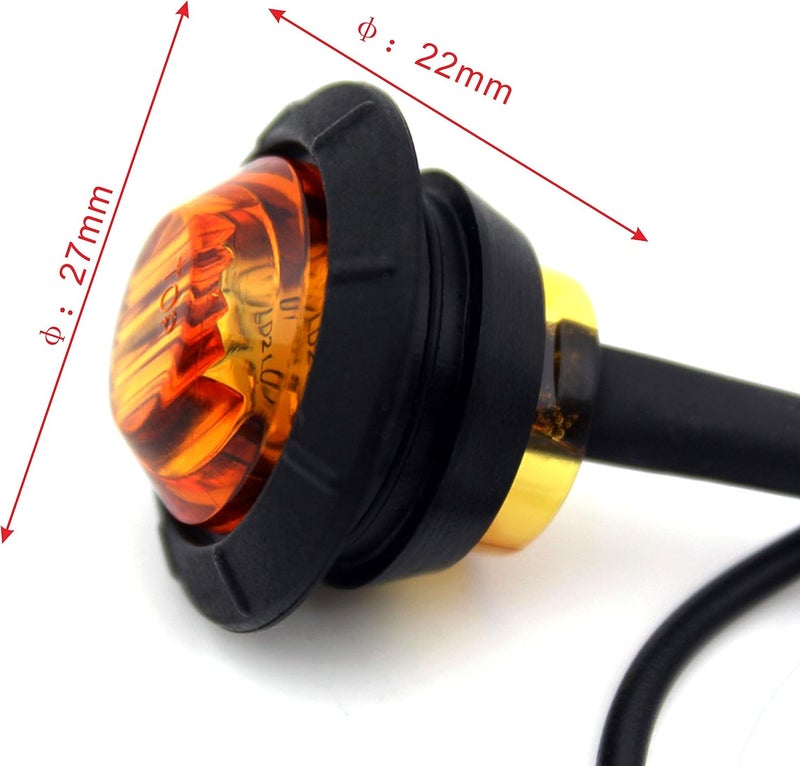 KEING Mini Small Round 3/4 Inch 12V Amber LED Button Clearance Lamp Universal Side Marker Indicator Lights Waterproof Marine Truck Trailer Bus ATV RV Lorry Van Caravan - Image 4