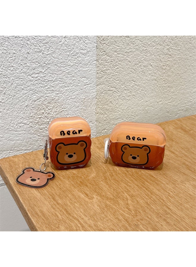 Loquat Ins Style Cartoon Cute Animal Airpods4/3 Headphone Protective Case 2pro Second And Third Generation Women-Color:Translucent Powder-westigao Headphone Cover Case + Pendant-Applicable Models:For Apple - Image 5