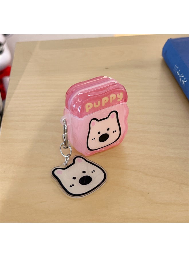 Loquat Ins Style Cartoon Cute Animal Airpods4/3 Headphone Protective Case 2pro Second And Third Generation Women-Color:Translucent Powder-westigao Headphone Cover Case + Pendant-Applicable Models:For Apple - Image 1