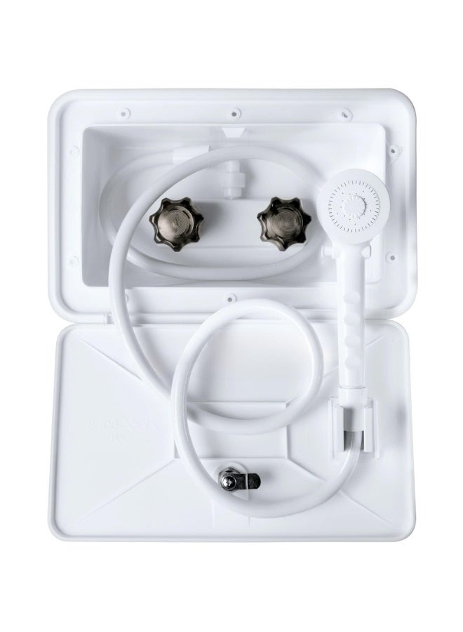 LAMAY RV Exterior Shower Box Kit RV Outdoor Shower Faucet Hose Camper Trailer Cowboy Shower Replacement for RV Outside Shower(White) - Image 2