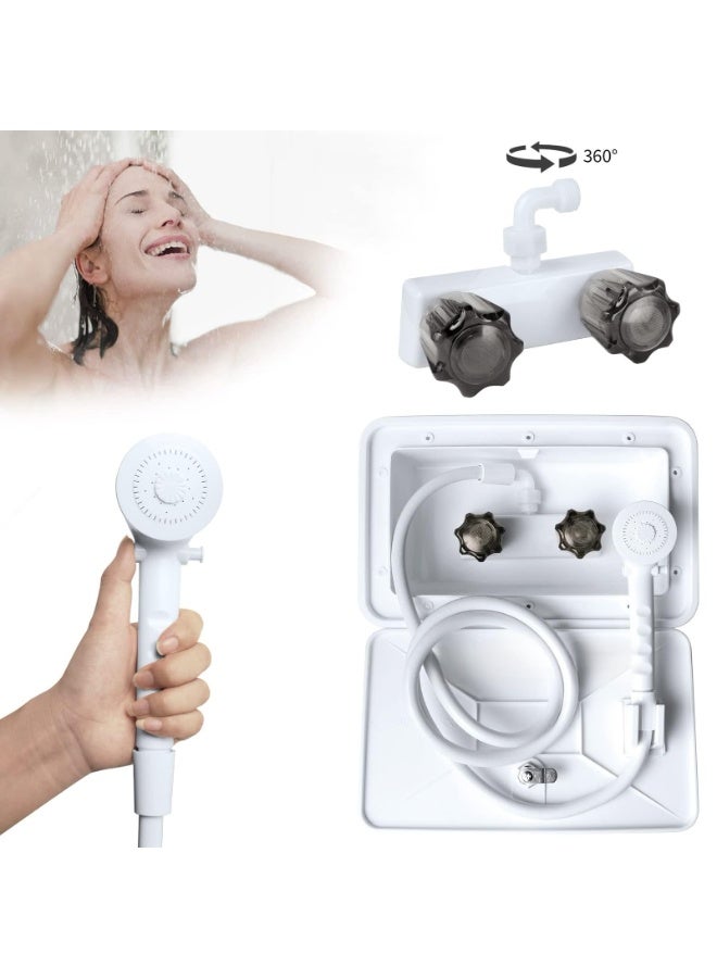 LAMAY RV Exterior Shower Box Kit RV Outdoor Shower Faucet Hose Camper Trailer Cowboy Shower Replacement for RV Outside Shower(White) - Image 3