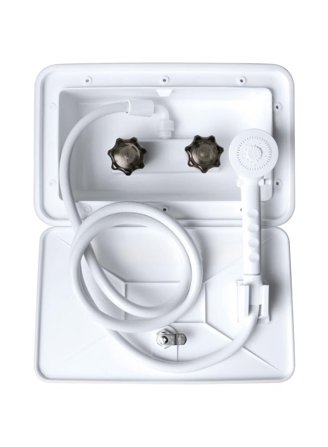 LAMAY RV Exterior Shower Box Kit RV Outdoor Shower Faucet Hose Camper Trailer Cowboy Shower Replacement for RV Outside Shower(White) - Image 1