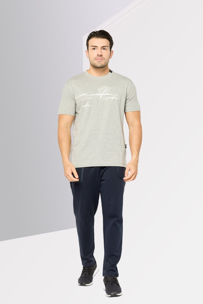 PHILIPP PLEIN Plein Sport Men Sportswear Fit Short Sleeves Outdoor T-Shirt, Grey - Image 2