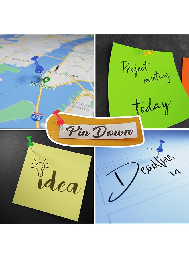 إيروريكس 100 دبوس دفع بألوان متنوعة للوحة الإعلانات ودبابيس إبهام للوحة الفلين على الحائط وخريطة التقويم والصور والمشاريع الحرفية للمكتب المنزلي ودبوس فولاذي برأس بلاستيكي شديد التحمل بألوان متنوعة - Image 2