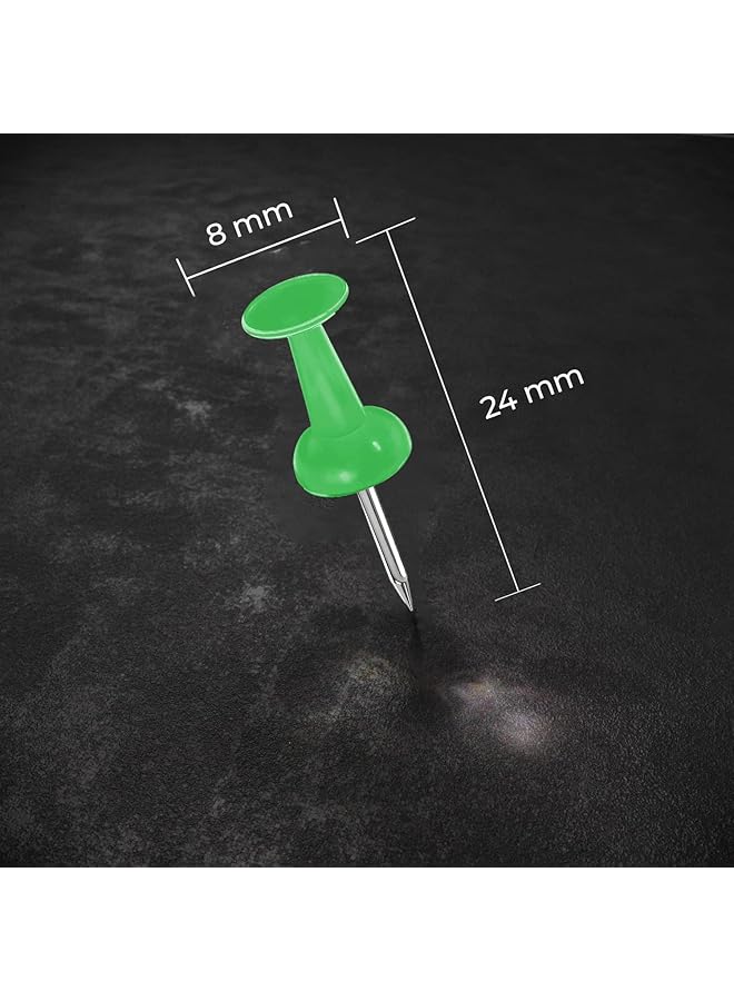 إيروريكس 100 دبوس دفع بألوان متنوعة للوحة الإعلانات ودبابيس إبهام للوحة الفلين على الحائط وخريطة التقويم والصور والمشاريع الحرفية للمكتب المنزلي ودبوس فولاذي برأس بلاستيكي شديد التحمل بألوان متنوعة - Image 4