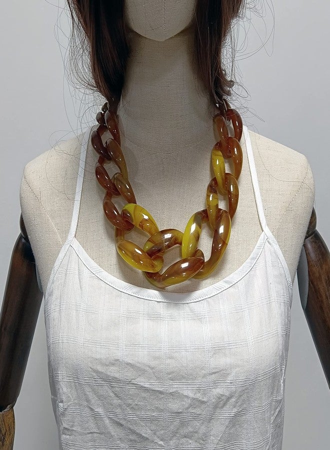 بوكار قلادة شوكر أنيقة من خرز الأكريليك السميك من بوكار، هدية مثالية للنساء (NK-10510-بني) - Image 3