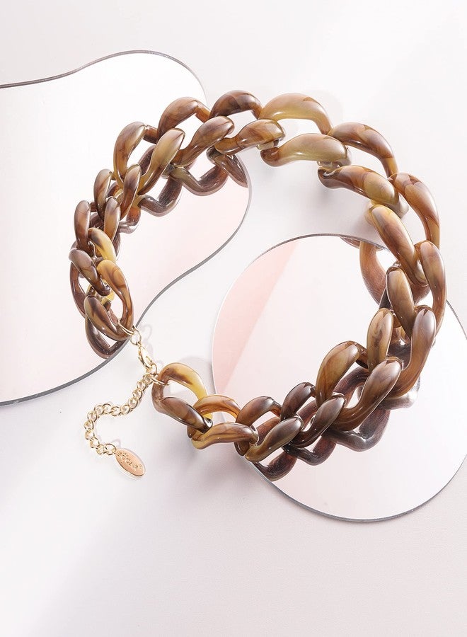 بوكار قلادة شوكر أنيقة من خرز الأكريليك السميك من بوكار، هدية مثالية للنساء (NK-10510-بني) - Image 2