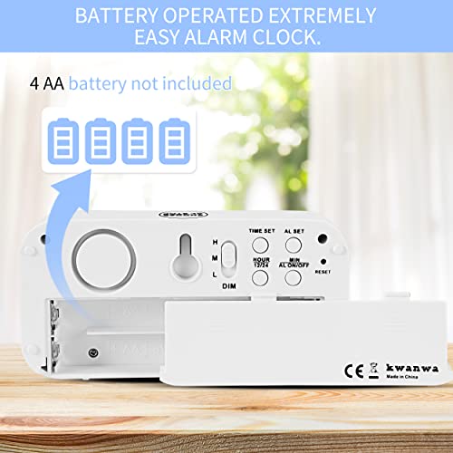 KWANWA Alarm Clock, Digital Clock, Auto Night-Mode, 3-Level Led Brightness, Battery Powered, 12/24Hr, 1.2'' Red Digits Display, Simple Alarm Clock for Kids Adults Girls Boys, Easy to Set, Easy to Read - Image 5