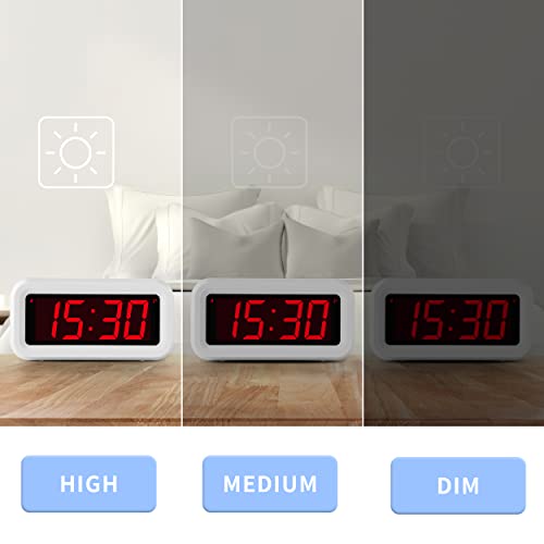 KWANWA Alarm Clock, Digital Clock, Auto Night-Mode, 3-Level Led Brightness, Battery Powered, 12/24Hr, 1.2'' Red Digits Display, Simple Alarm Clock for Kids Adults Girls Boys, Easy to Set, Easy to Read - Image 3