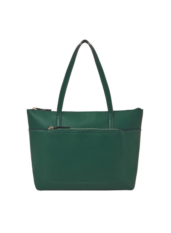 Accessorize London Women's Zip Pocket Faux Leather Tote Bag |Fits Upto 14 Inch Laptop | Tote Laptop Bag for Work | Ladies purse | Stylish Shoulder Bag | Gift For Women - Image 1