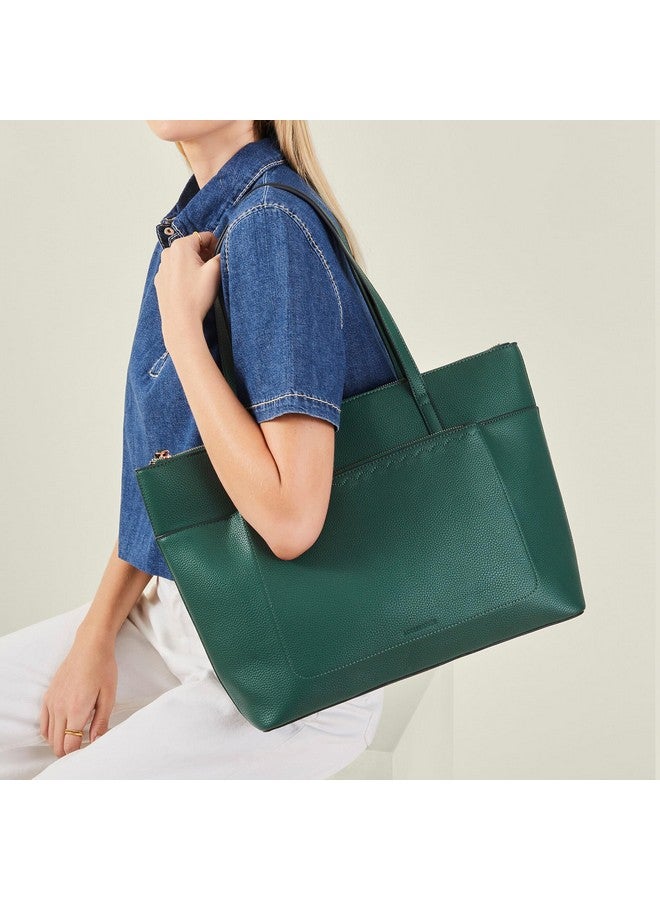 Accessorize London Women's Zip Pocket Faux Leather Tote Bag |Fits Upto 14 Inch Laptop | Tote Laptop Bag for Work | Ladies purse | Stylish Shoulder Bag | Gift For Women - Image 2