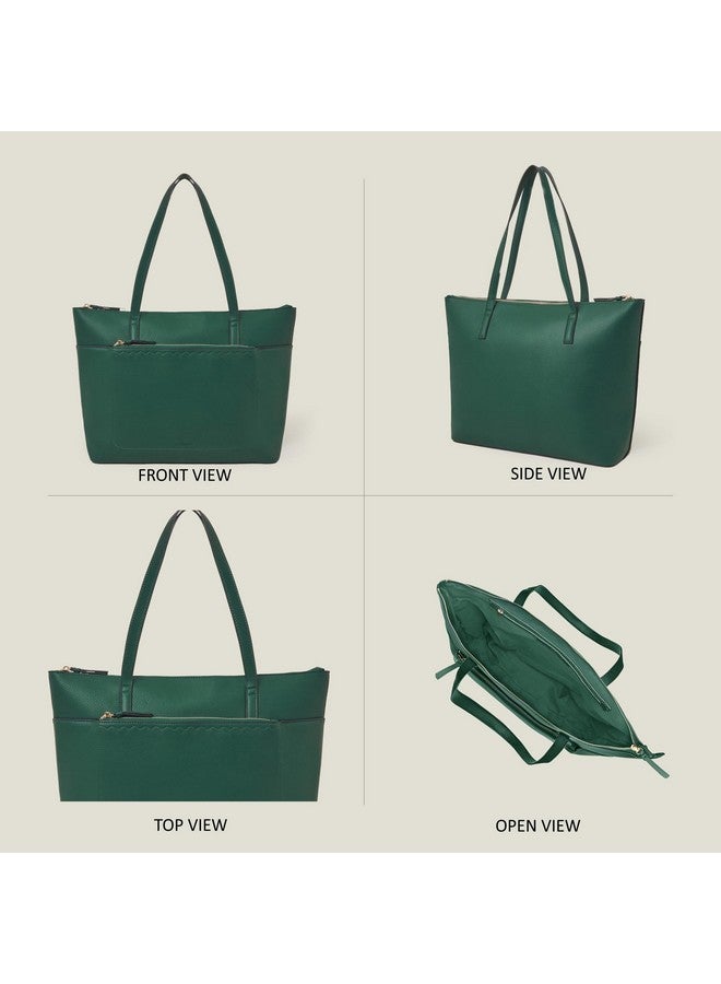 Accessorize London Women's Zip Pocket Faux Leather Tote Bag |Fits Upto 14 Inch Laptop | Tote Laptop Bag for Work | Ladies purse | Stylish Shoulder Bag | Gift For Women - Image 5