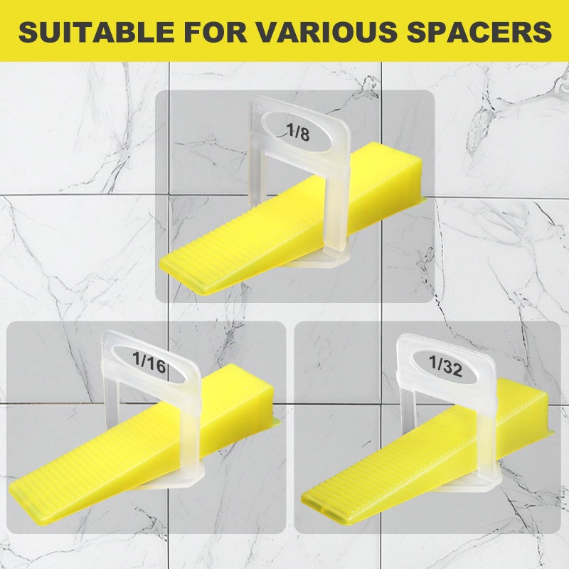DGSL Tile Leveling System Tile Wedges, 400PCS Reusable Tile Leveling Wedges for 1/8", 1/16", 1/32" Tile Spacers, Tile Leveling Clips and Tile Leveler Installation - Image 3