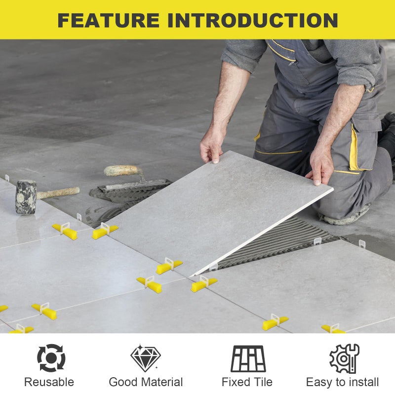 DGSL Tile Leveling System Tile Wedges, 400PCS Reusable Tile Leveling Wedges for 1/8", 1/16", 1/32" Tile Spacers, Tile Leveling Clips and Tile Leveler Installation - Image 4