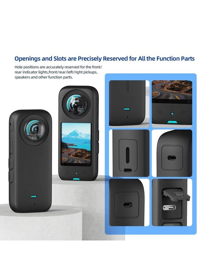 LILIWELL Protective Case for Insta360 X3 Panoramic Action Camera, Silicone All-Round Cover - Black  - Image 4