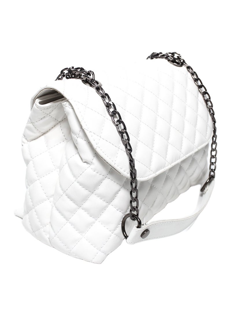 Glitter Women Bag with Cross Hand - White - Image 1
