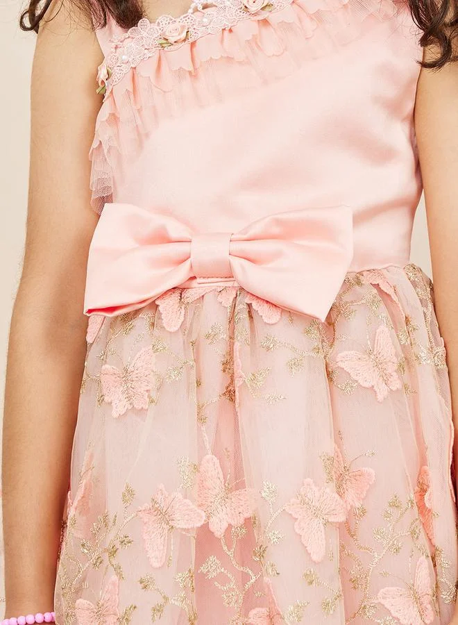 Styli Embroidered Butterfly Floral Applique Mesh Skater Dress | Best Price  Oman