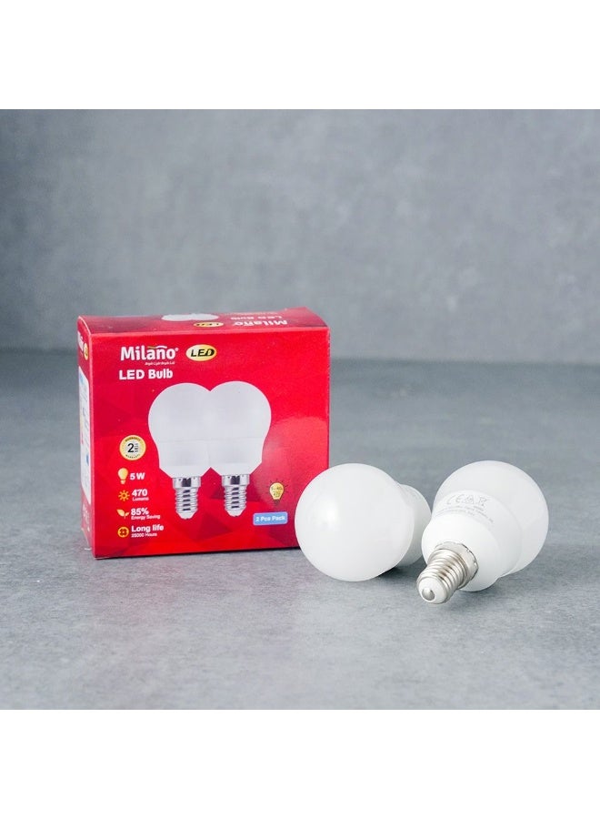 Danube Home Milano LED Bulb 2Pcs Set 5W E-14 4000K | Light Bulbs Energy Saving Lamp For Living Room Bedroom Dining Room Offices - Image 1