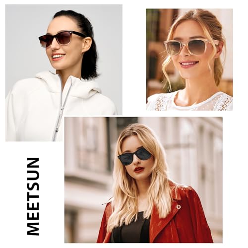 MEETSUN Retro Polarized Sunglasses for Women Men Classic Mirror Lens Driving Sun Glasses 100% UV Protection (3 Pack) Black/Brown Gradient/Brown - Image 2