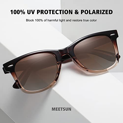 MEETSUN Retro Polarized Sunglasses for Women Men Classic Mirror Lens Driving Sun Glasses 100% UV Protection (3 Pack) Black/Brown Gradient/Brown - Image 4