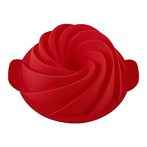 SHEbaking Silicone Fluted Pan Jello Mold Gelatin Molds Non-stick Baking Mold with Sturdy Handle Perfect for Cake, Jello, Mousse,Bread 9 inch - Image 1