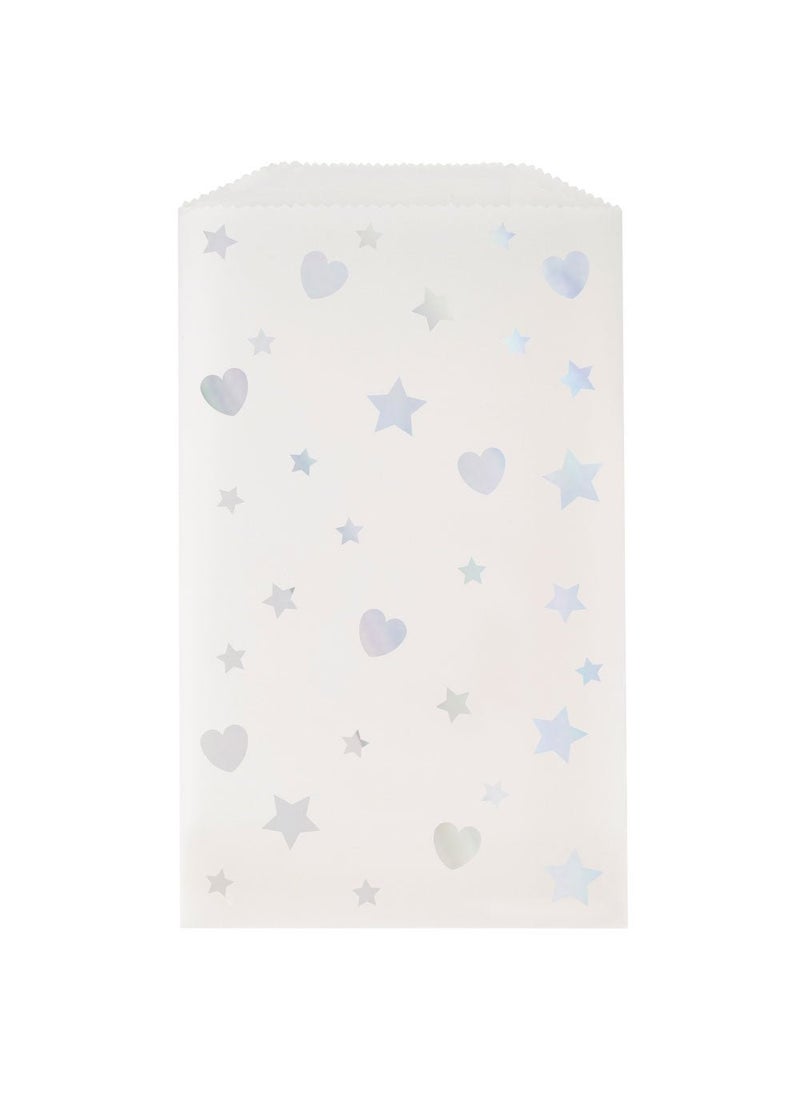 يونيك أكياس هدايا قزحية اللون، بيضاء، ثلاثية الأبعاد، 10×16 سم، عبوة من 8 قطع