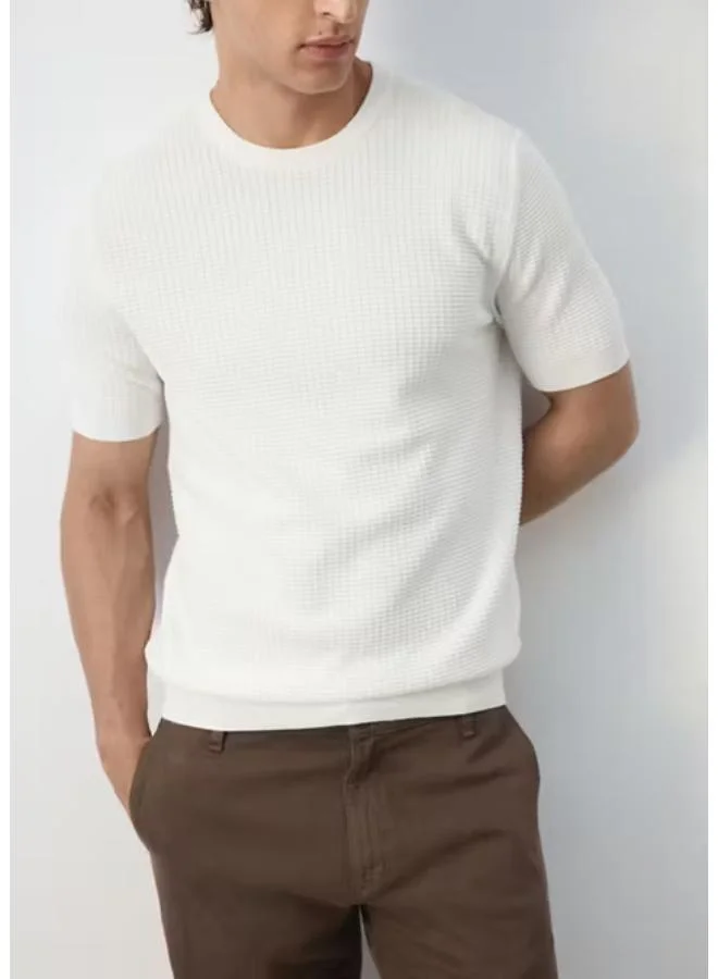 Mango Man 02-OFFWHITE 100% Cotton Knitted T-Shirt for Men | Best Price UAE