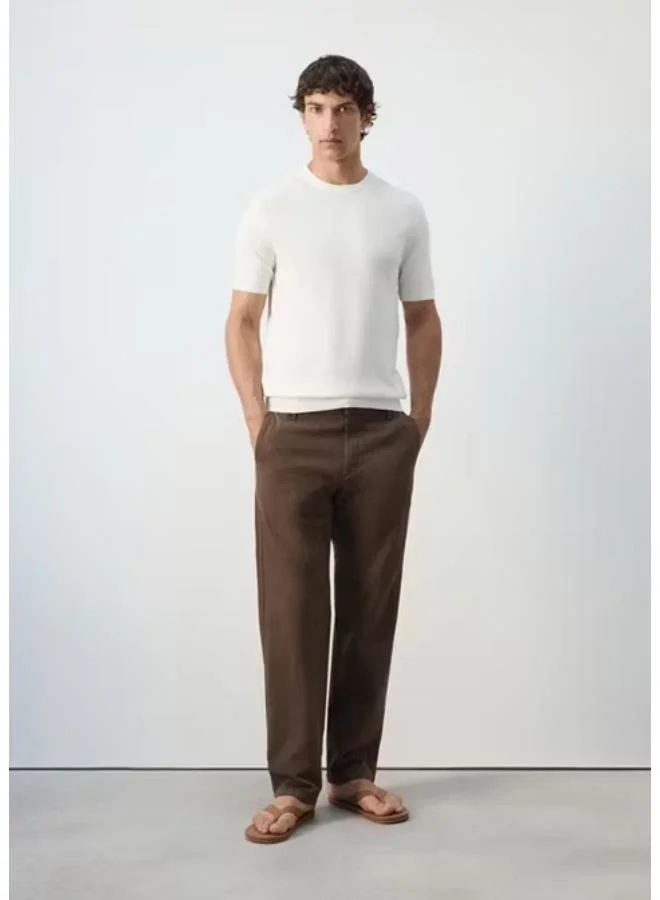 Mango Man 02-OFFWHITE 100% Cotton Knitted T-Shirt for Men | Best Price UAE