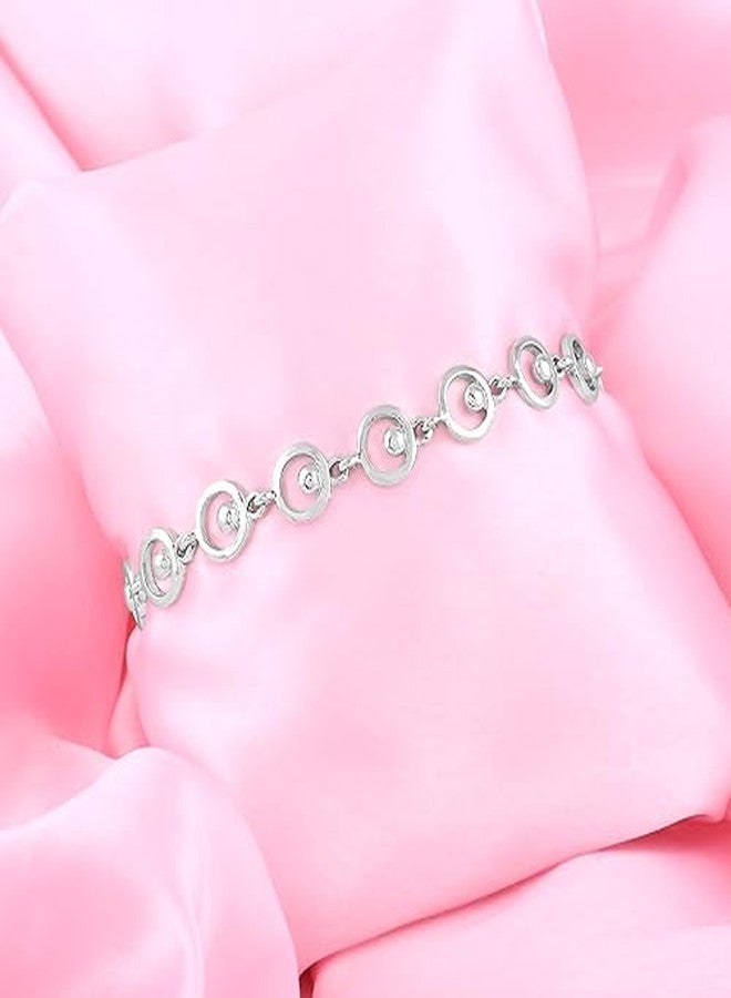 استيل سوار إستيل دائري مطلي بالروديوم بتصميم أنيق للفتيات والسيدات - Image 4