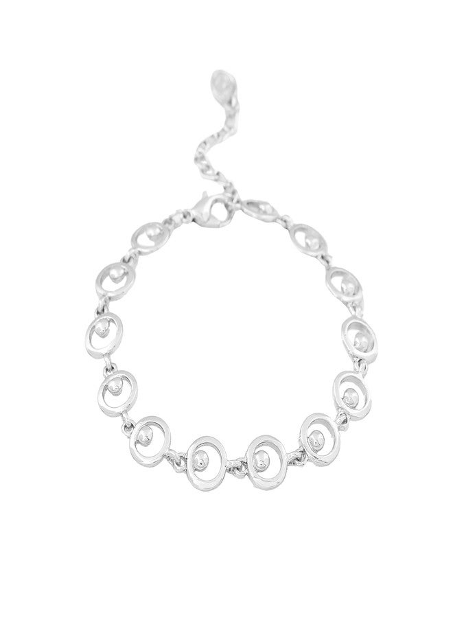 استيل سوار إستيل دائري مطلي بالروديوم بتصميم أنيق للفتيات والسيدات - Image 2