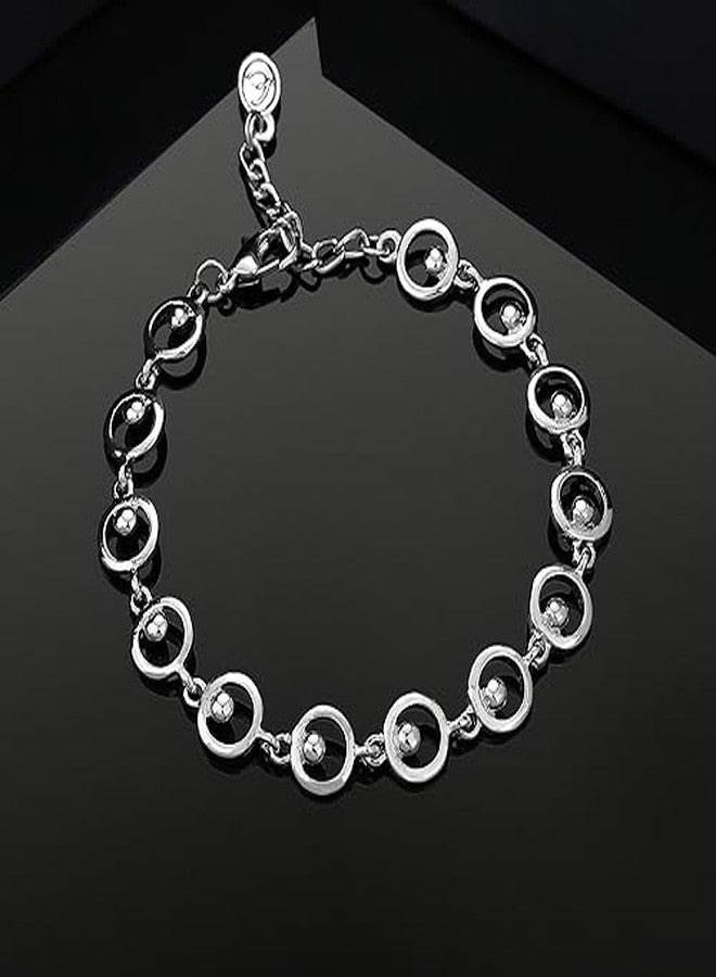 استيل سوار إستيل دائري مطلي بالروديوم بتصميم أنيق للفتيات والسيدات - Image 3