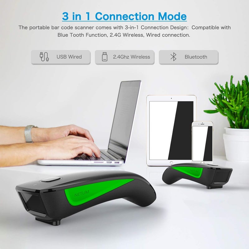 C740 Mini 1D Bluetooth Barcode Scanner for Tablet/Phone/PC | 3-in-1 Portable Automatic USB Wireless CCD Bar Code Scanning Support Screen Scan, for Tablet iPhone IPad Android Windows Mac - Image 3