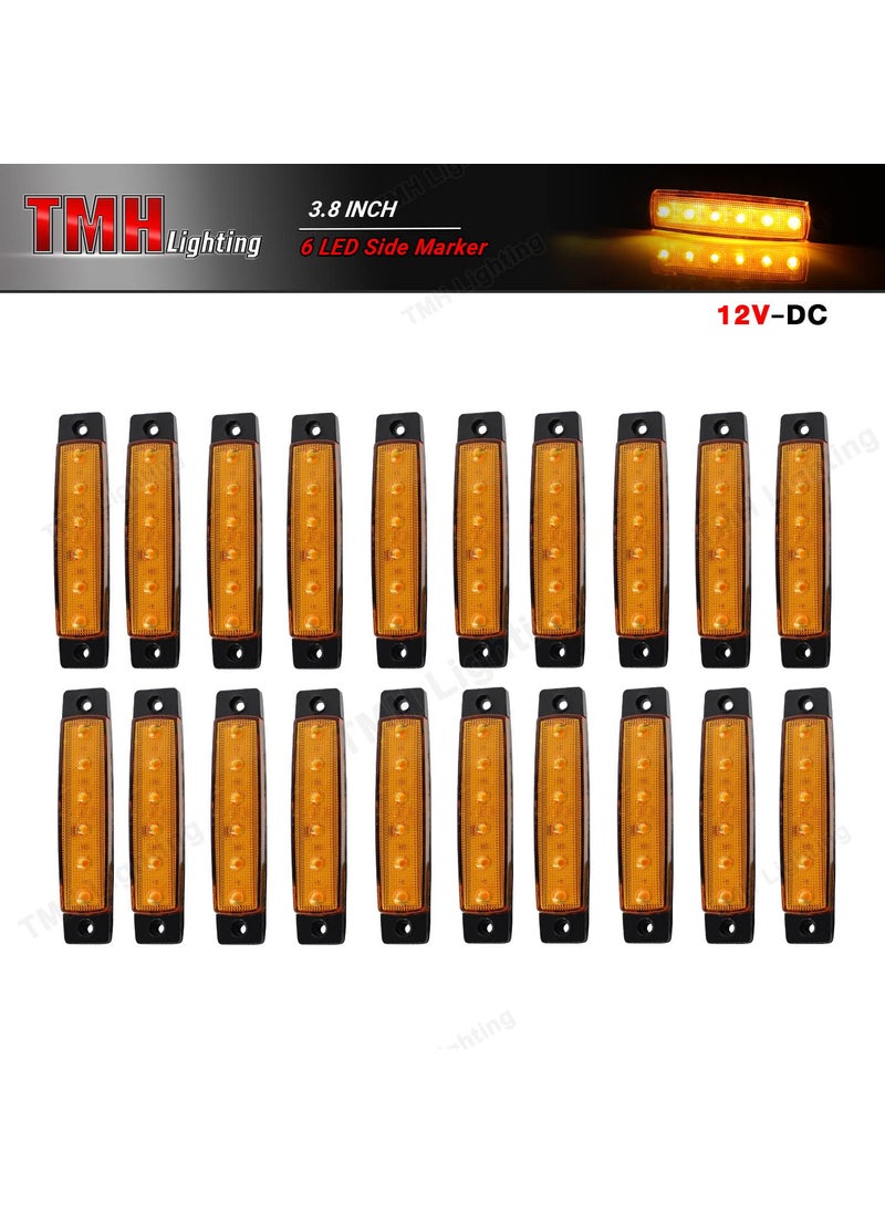 TMH TMH (Pack of 20) 20 Pcs 3.8" 6 LED Amber Side Marker Lights, Amber Trailer Marker Lights, Rear Side Marker Lamp Amber, Led Marker Lights for Trucks, Cab Marker, RV Marker light Yellow  - Image 2