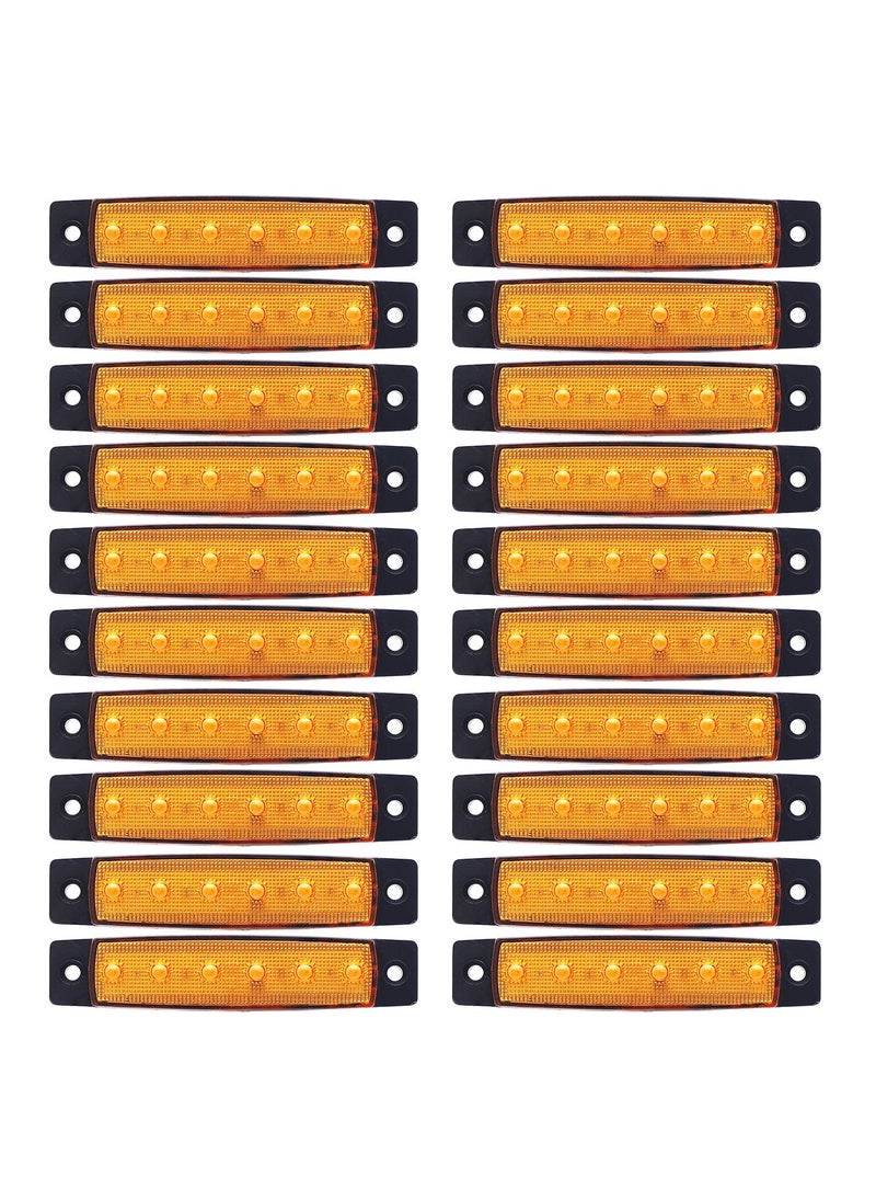 TMH TMH (Pack of 20) 20 Pcs 3.8" 6 LED Amber Side Marker Lights, Amber Trailer Marker Lights, Rear Side Marker Lamp Amber, Led Marker Lights for Trucks, Cab Marker, RV Marker light Yellow  - Image 1